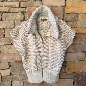 Elsamanada M Chunky Knit alpaca wool Cowl Neck Zip Sweater Vest Italy Luxury